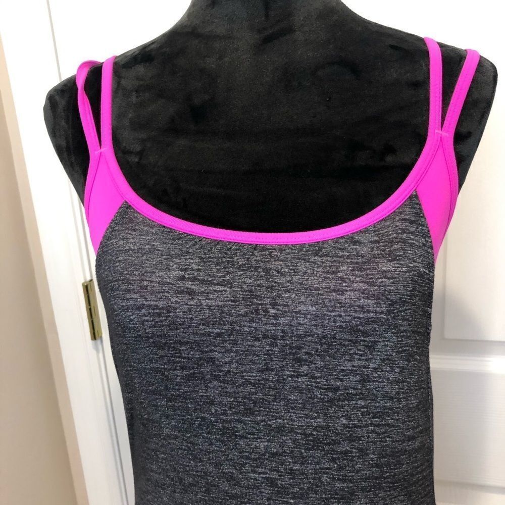 Athleta Hidden Agenda grey dress with pink bra top - Picture 3 of 9